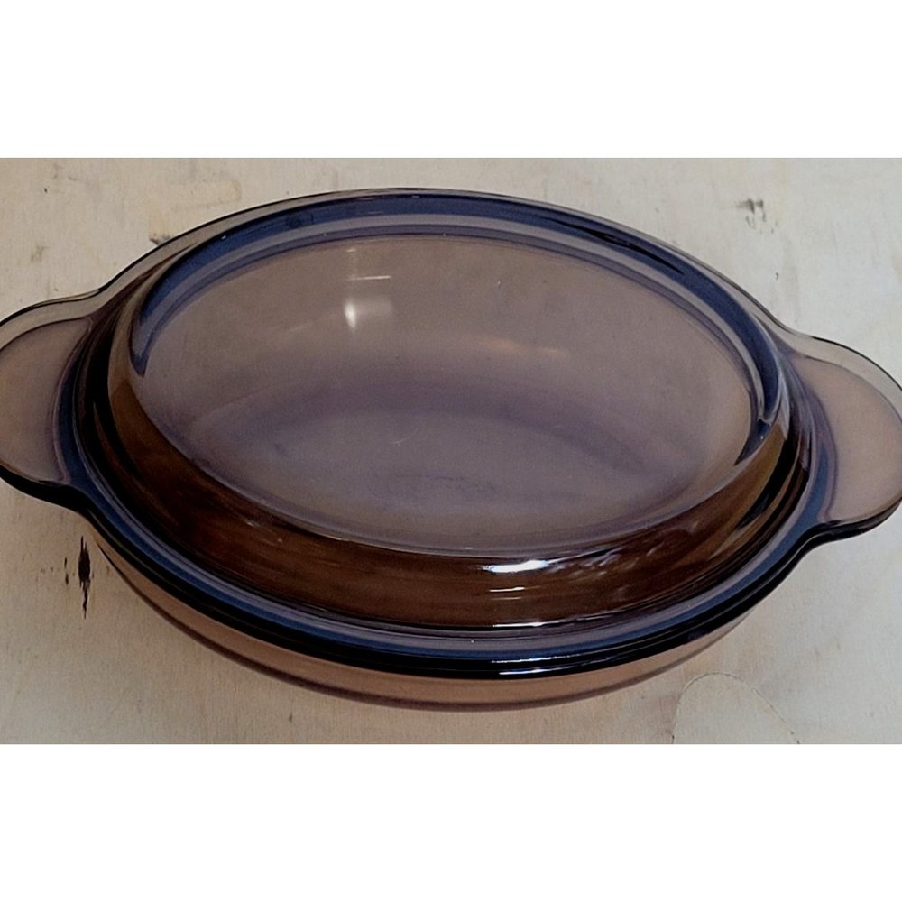 Vintage Grab Its Oval Pyrex Vision Amber V-14-B Small Dish With Lid 6.5 Inches